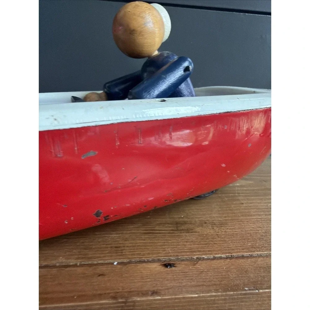 Woodette Coast Guard Pressed Steel Wood Figure Toy Rowboat PARTS or REPAIR‎ ONLY